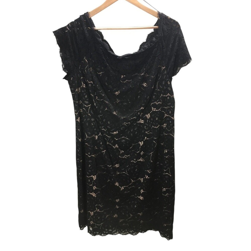 Adrianna Papell Dress Size 20W Women's Black Lace Fully Lined Plus